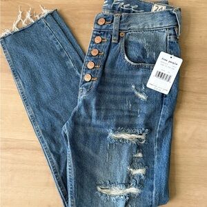 Free People High Rise Distressed Denim Jeans
